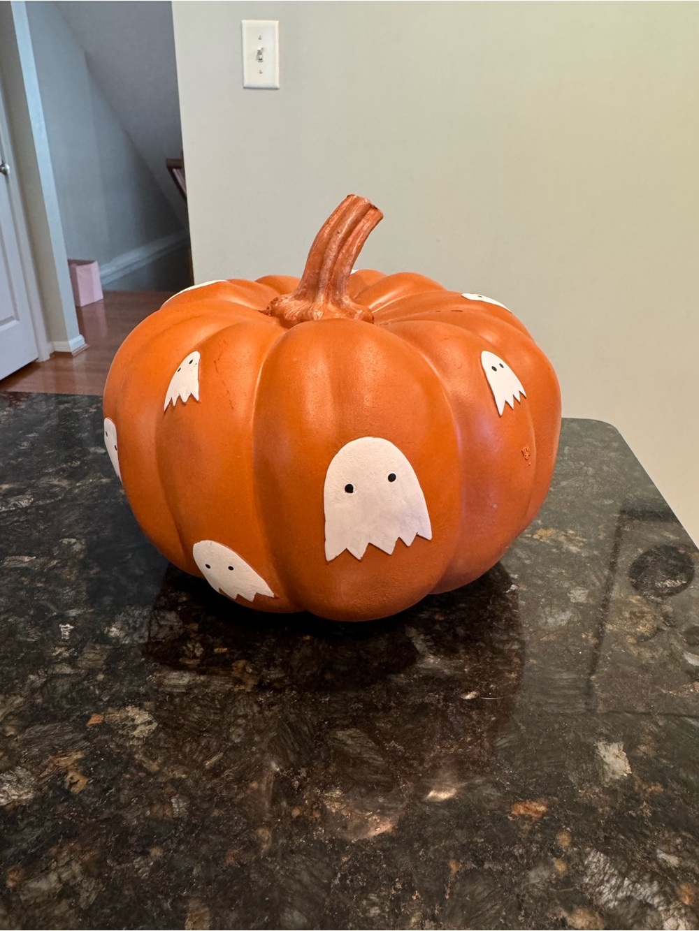 Halloween Orange Pumpkin Ghosts All Over Holiday Decor 7x8"